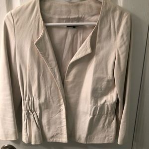 Theory White Leather Jacket with snap closure